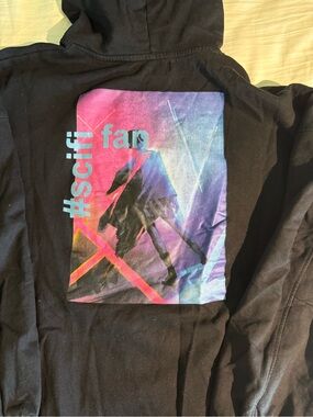 #sci fi fan Graphic Black Hoodie - Neon Print